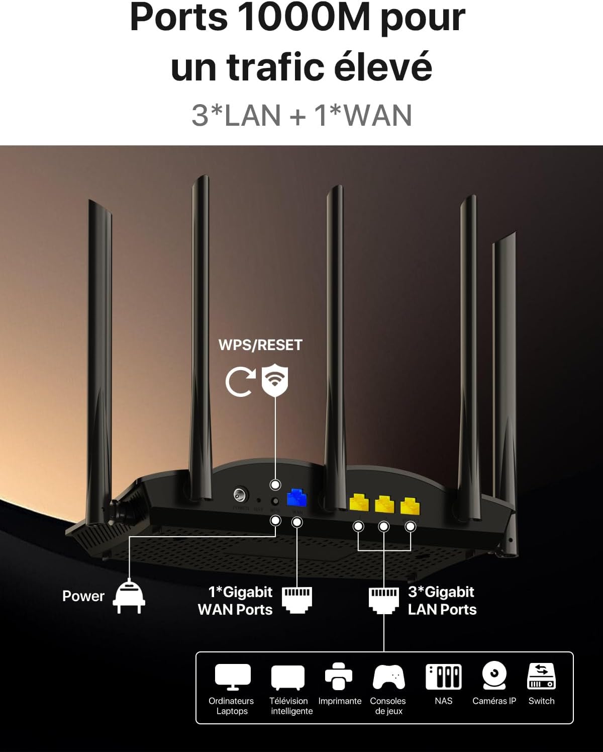 Detalle 2 de Tenda RX12 Pro : routeur WiFi 6 AX3000 dual band Gigabit 4 ports, WiFi+ Mesh