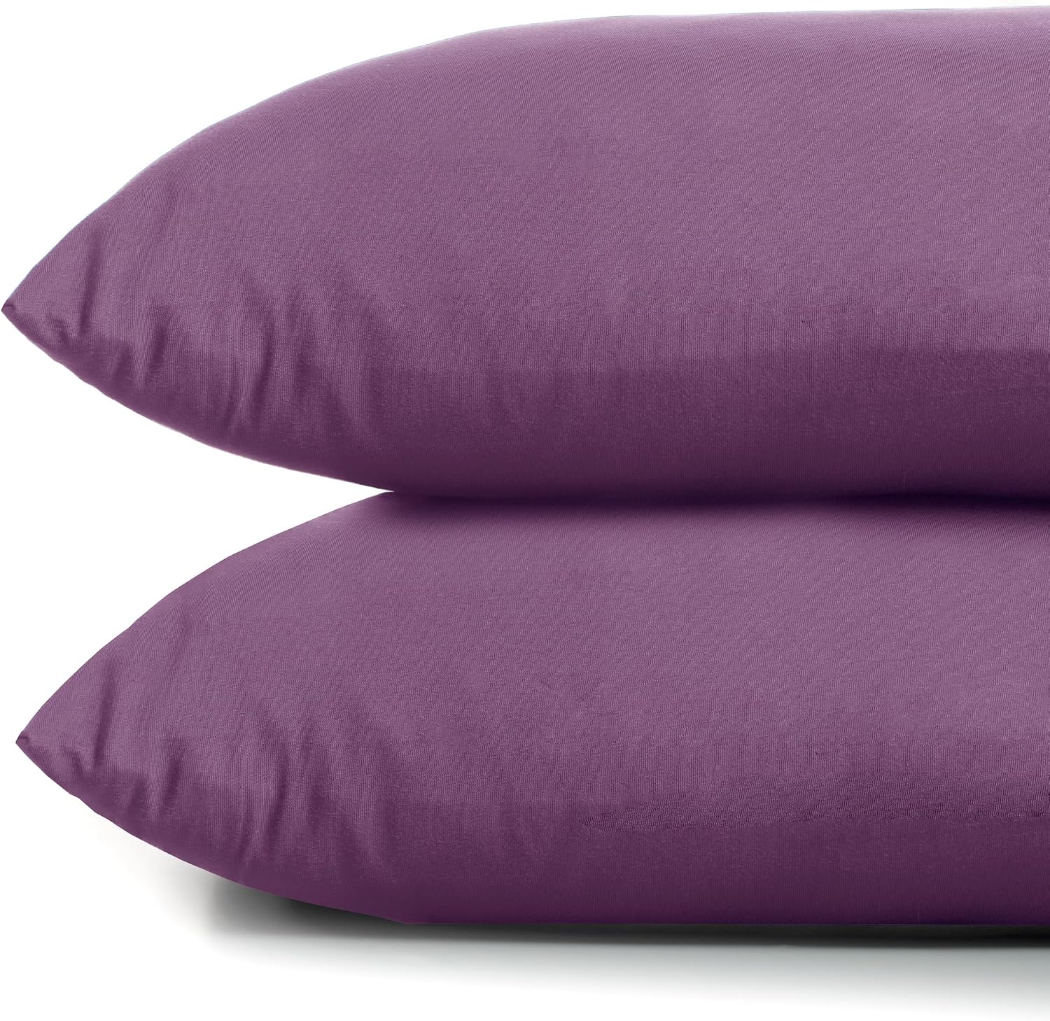 Detalle de DecoKing Lot de 2 Taies d'oreiller 50 x 60 cm – Jersey coton peigné, fermeture éclair, couleur Prune Amber