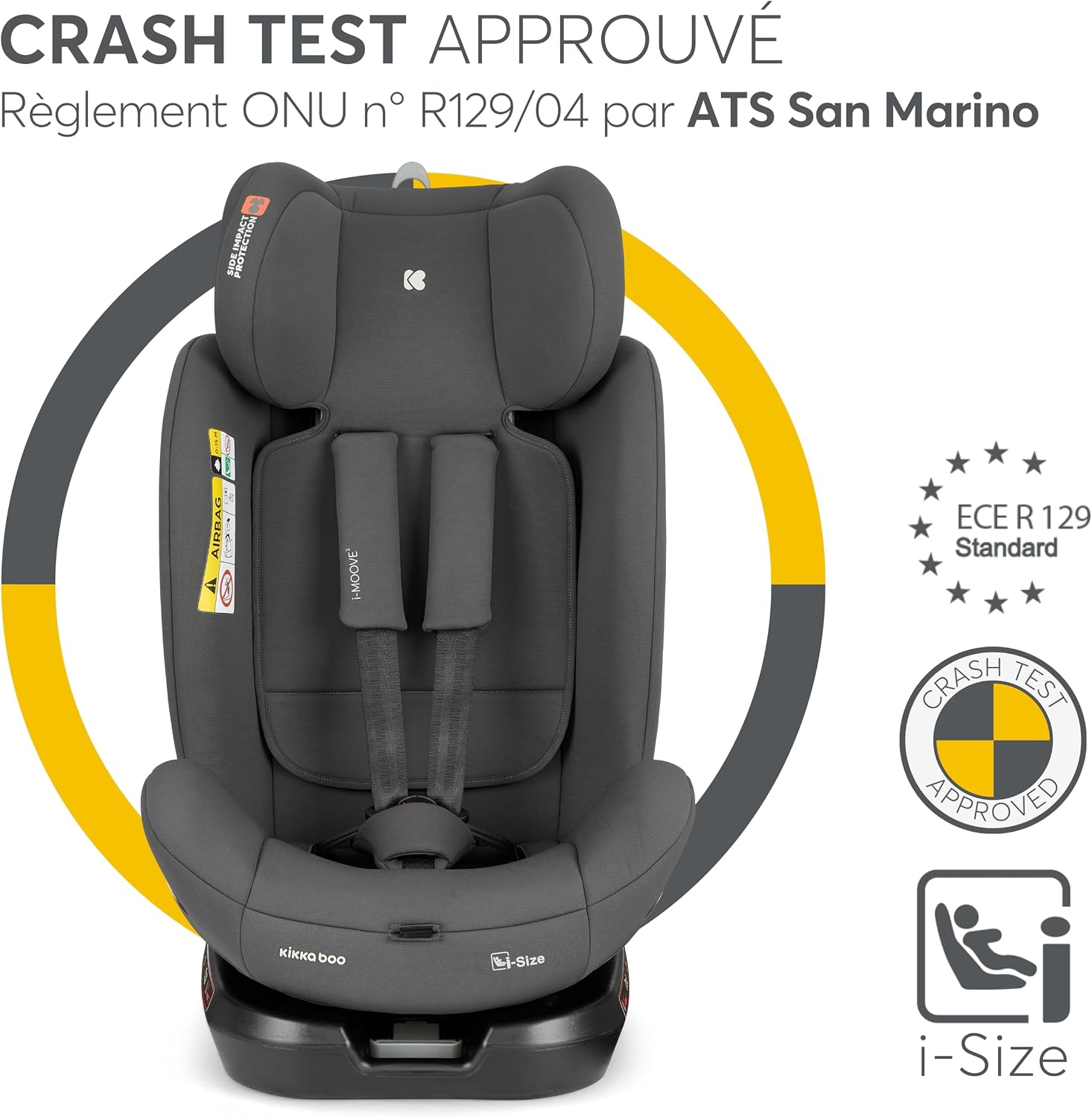 Detalle de KikkaBoo Siège Auto i-MOOVE 2 : rotation 360°, ISOFIX et i-Size pour 0 à 36 kg