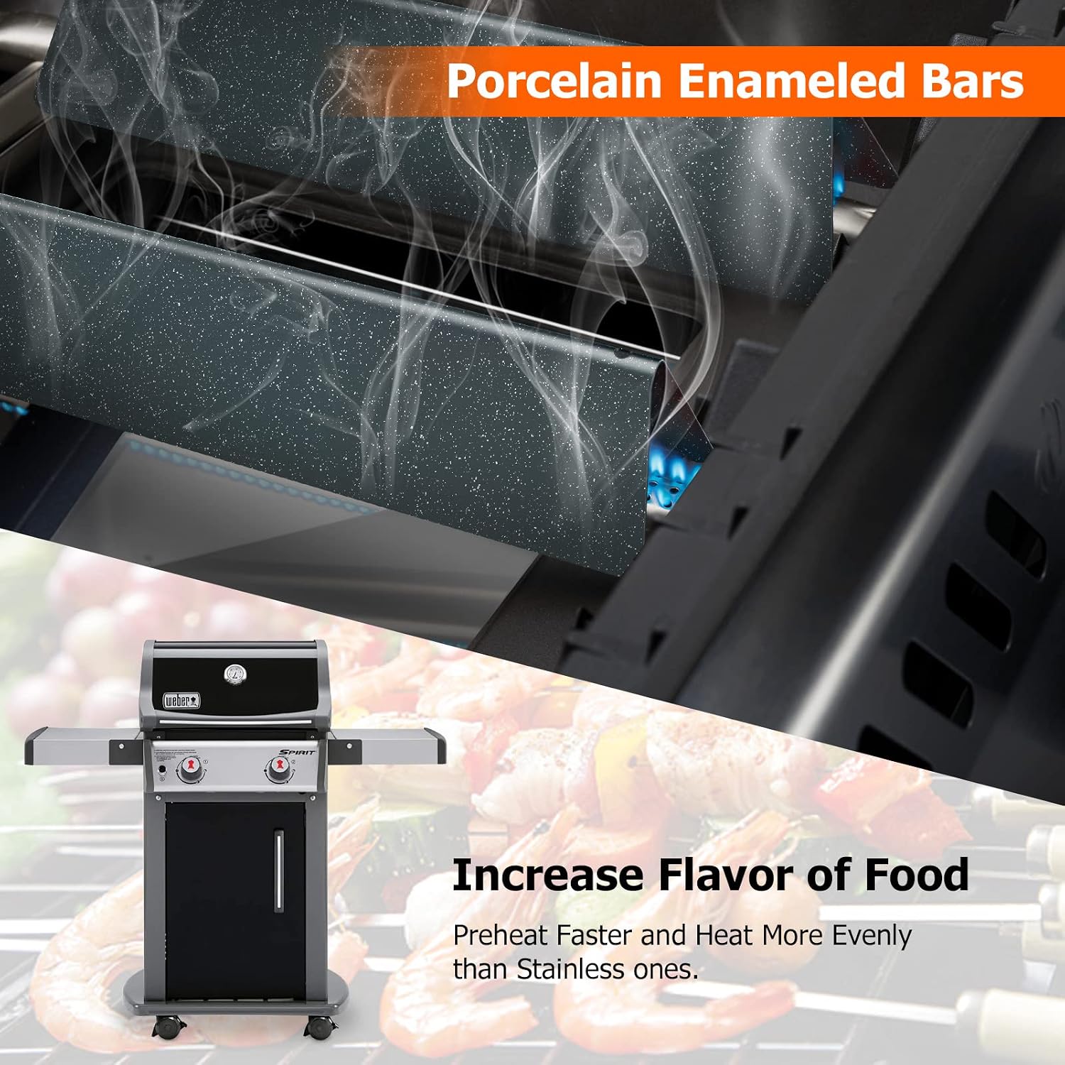 Thumbnail 6 de Barres Flavorizer 7635 en acier inoxydable Coisien pour barbecue à gaz Weber Spirit 200 (E210/E220, façade de commande)