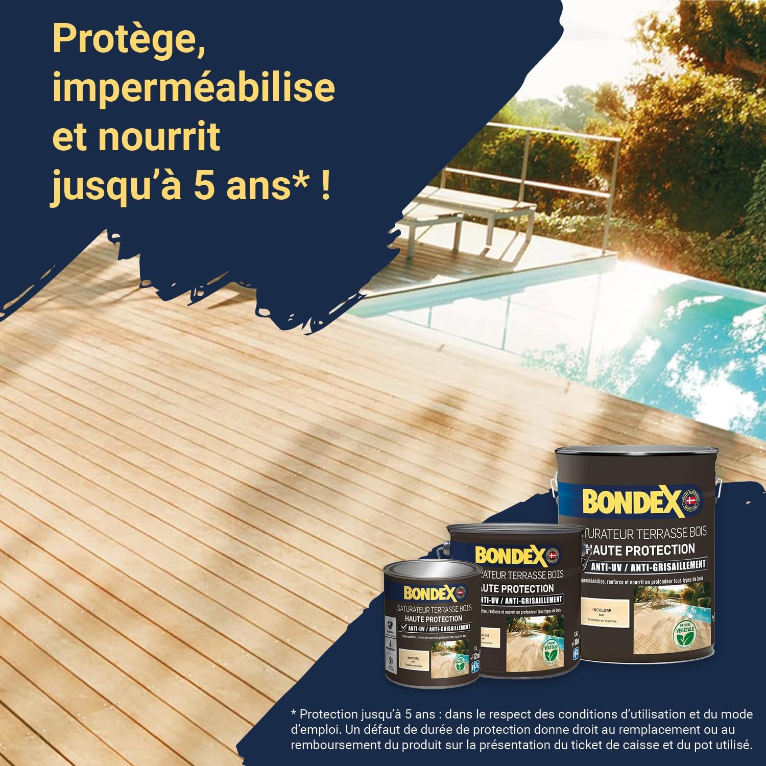 Detalle 2 de BONDEX Saturateur Terrasse Bois Intérieur & Extérieur – Incolore, 5L