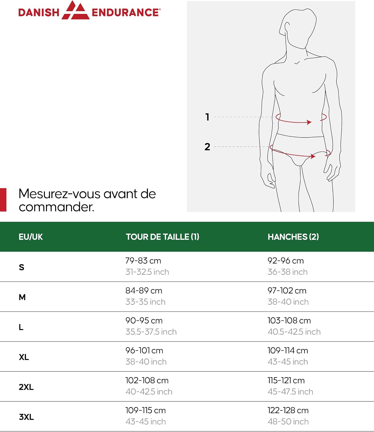 Detalle de DANISH ENDURANCE Boxers de course anti-frottements (lot de 3) — séchage rapide, respirants