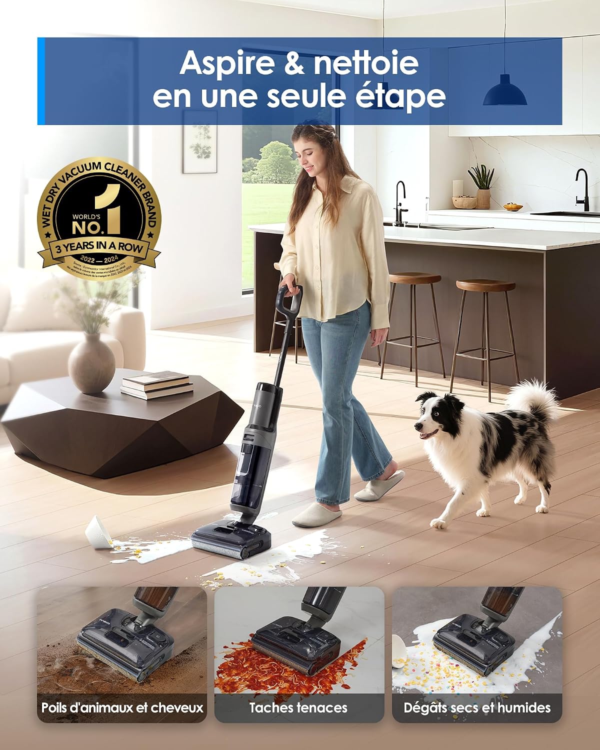Detalle 2 de Tineco Floor One i6 Stretch — Aspirateur Laveur sans Fil 2 en 1, traction 20 kPa et séchage rapide