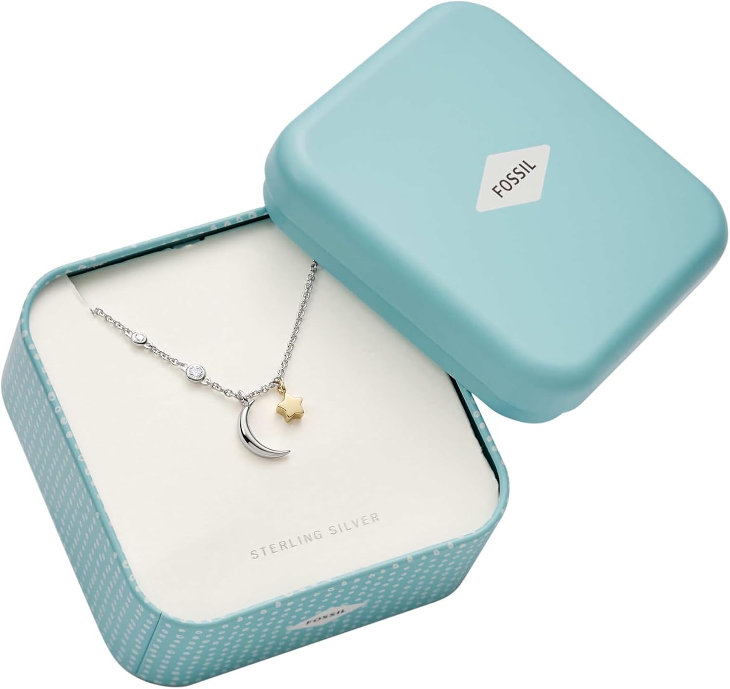 Detalle de Fossil Collier pour femme en argent sterling – CZ two tones (or et argent), longueur ajustable