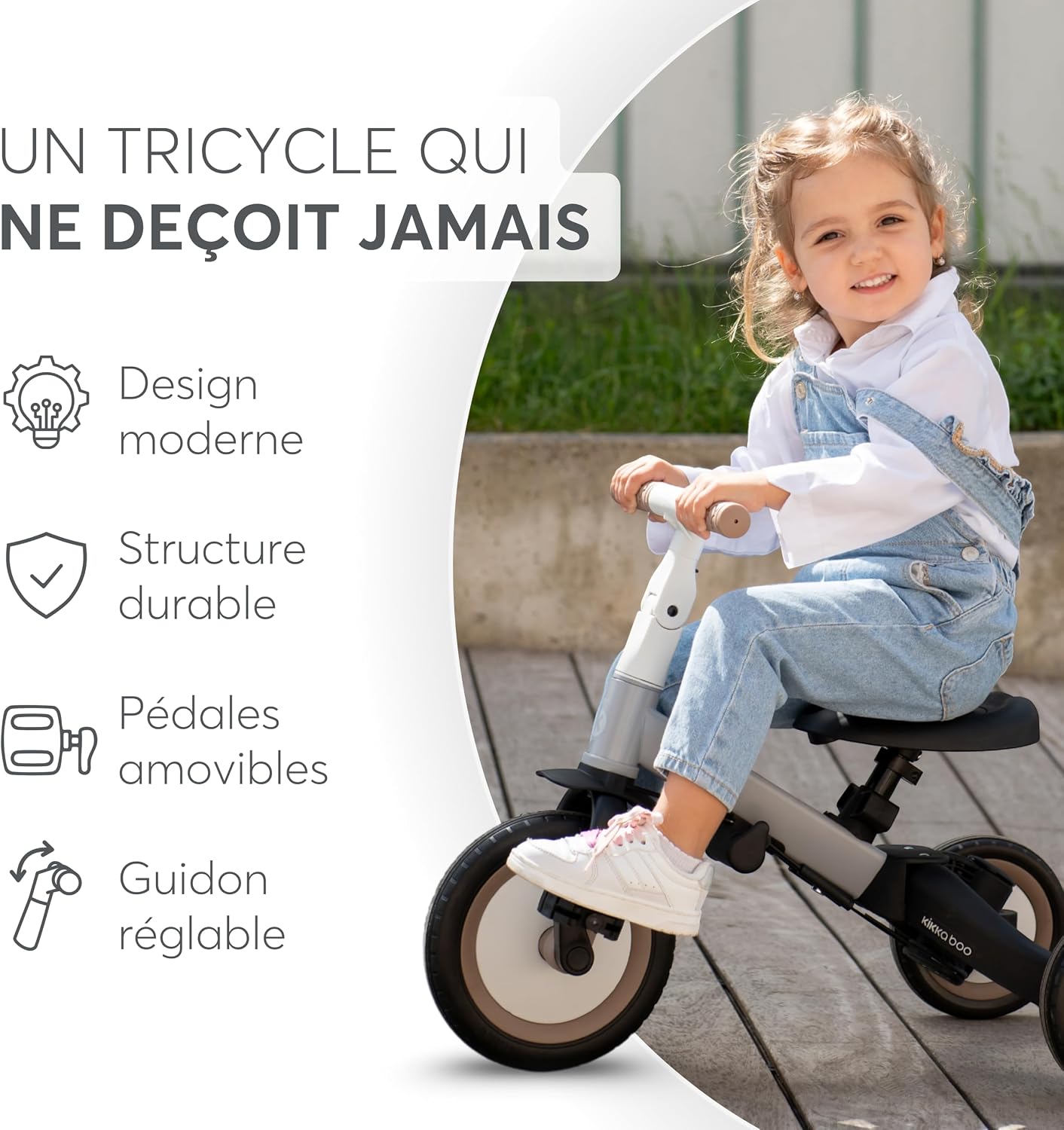 Detalle de KikkaBoo Tricycle Bébé Évolutif 5 en 1 Flip - Vélo enfant 1 à 5 ans, Vert Militaire