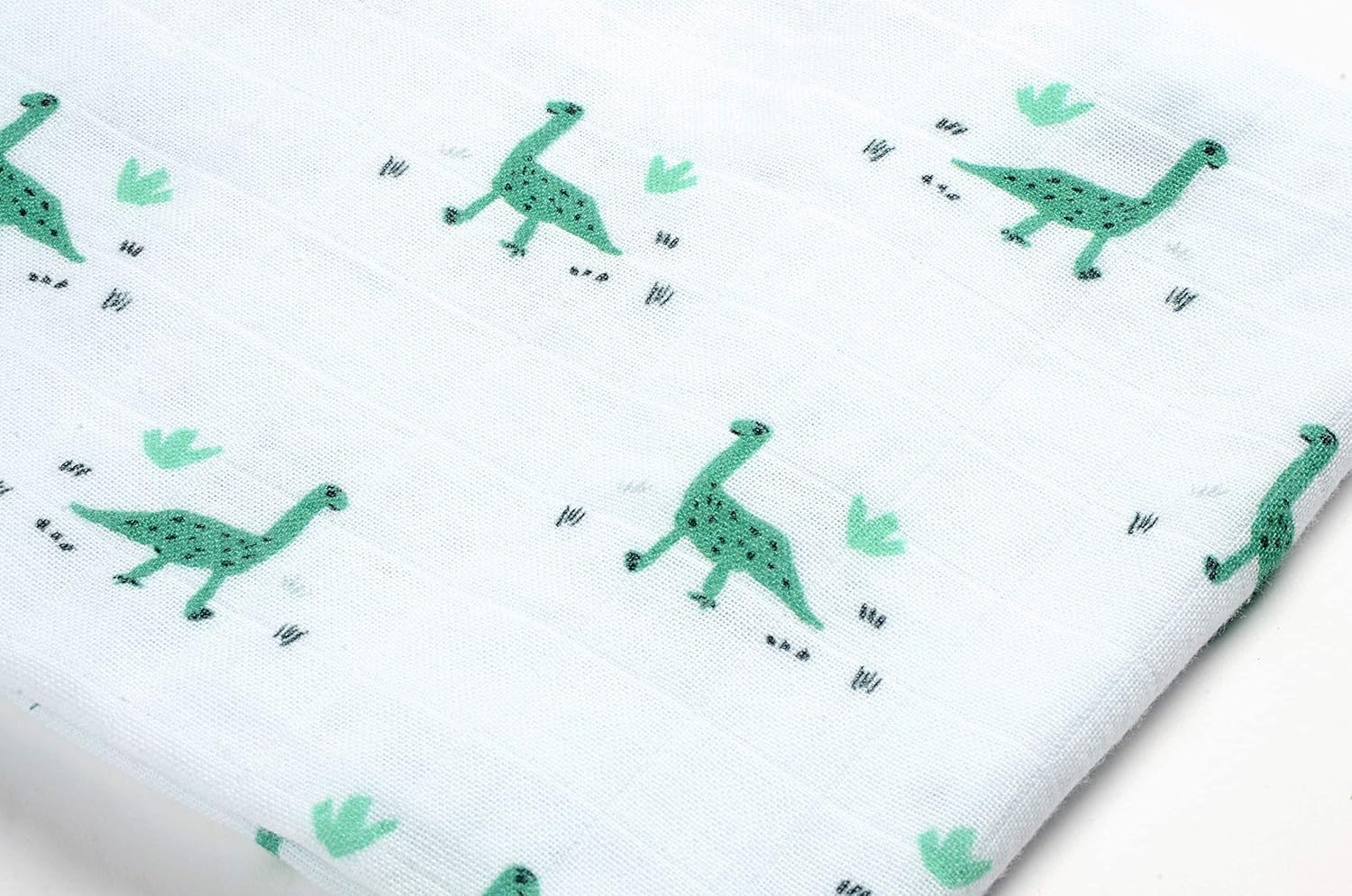 Detalle de Béaba Lot de 3 langes bébé en mousseline de coton biologique 70x70 – Motif jurassique