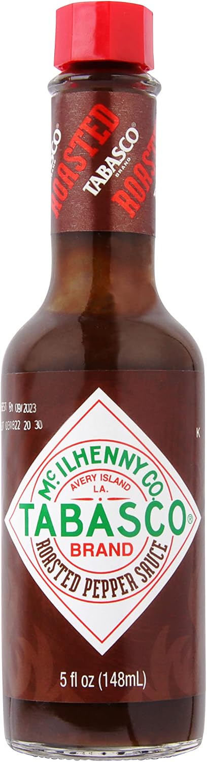 Detalle de Tabasco Édition limitée Roasted Pepper Sauce (piments rôtis) – sauce BBQ à l’ail, oignons, basilic et vinaigre balsamique