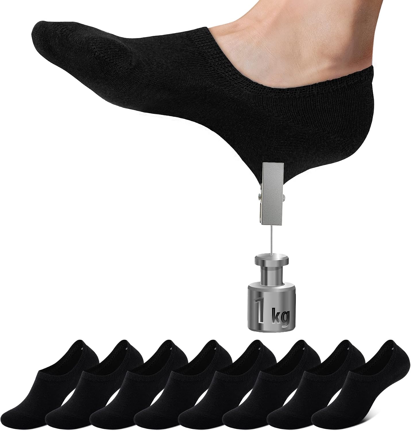 Detalle de Falechay Chaussettes Basses Femme Homme – 8 Paires invisibles en coton, antidérapantes
