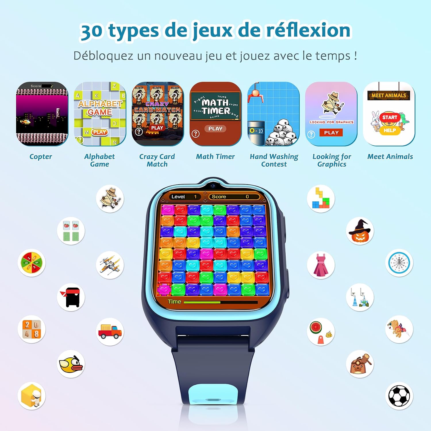 Detalle de Blackview Montre Connectée Enfant 4-12 ans : écran tactile, caméra et suivi d’habitudes sans téléphone