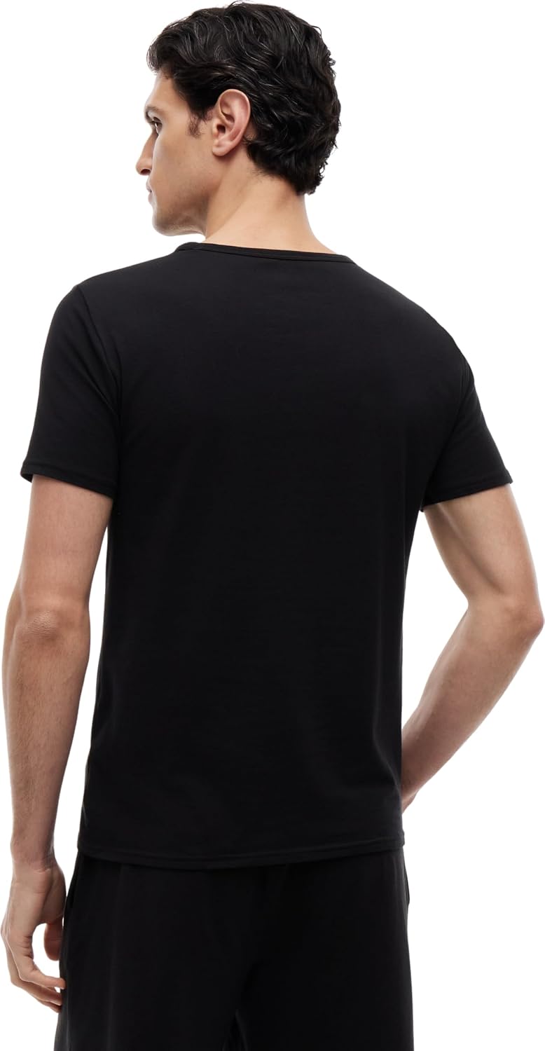 Detalle de Tommy Hilfiger 2S87903767 T-Shirt Uni Col V - Manches Courtes - Lot de 3 - Homme