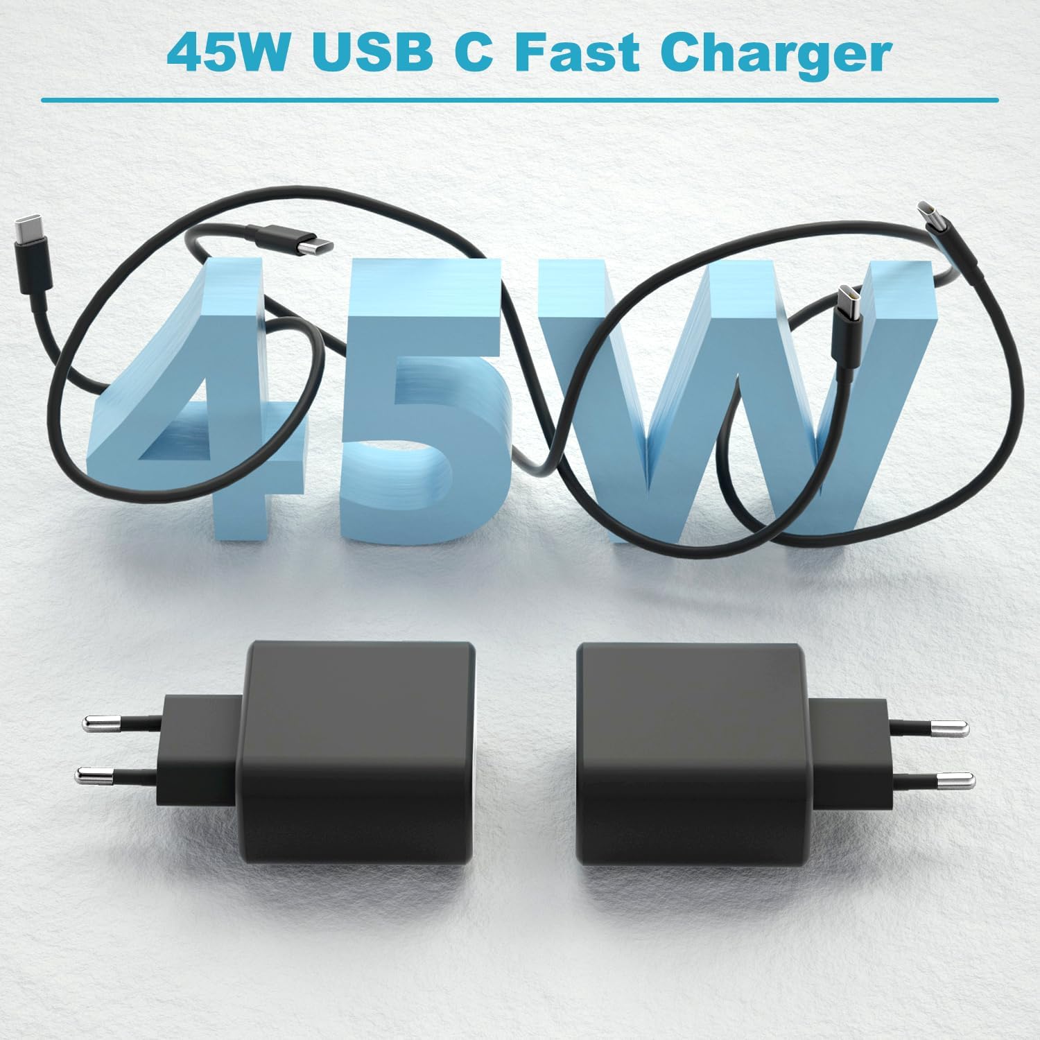 Detalle de Bamkey 45W Chargeur USB-C avec câble 2 m (2 packs) – charge rapide pour Samsung Galaxy et plus