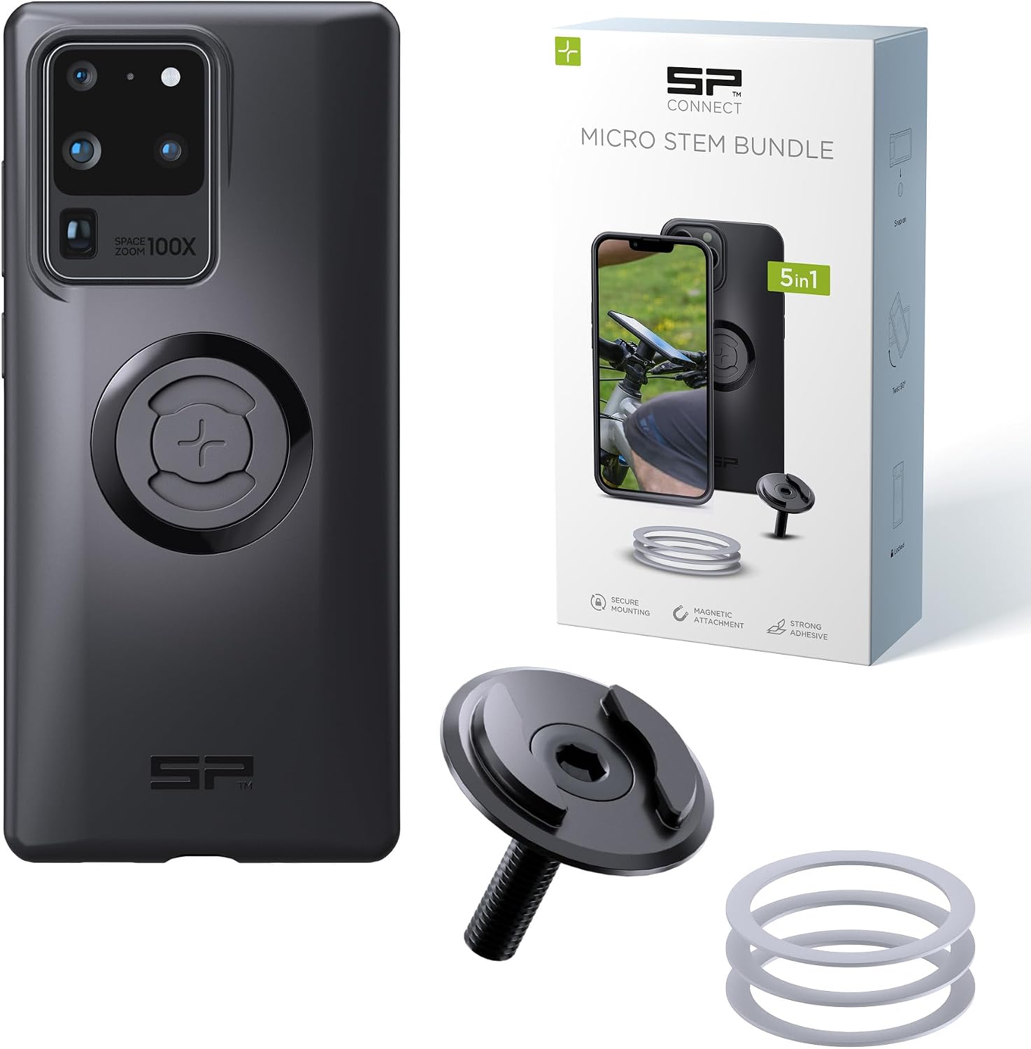 Detalle de SP Connect Micro Stem Bundle SPC+ pour Samsung S20 Ultra : support vélo guidon + fixation magnétique