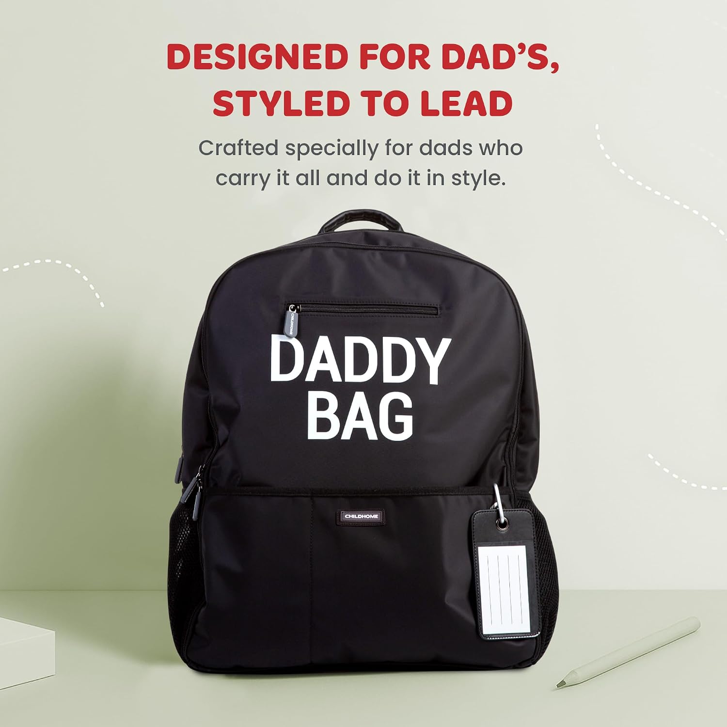 Detalle de CHILDHOME Sac À Dos À Lange – Sac Voyage 35 L Noir, grande contenance, design belge