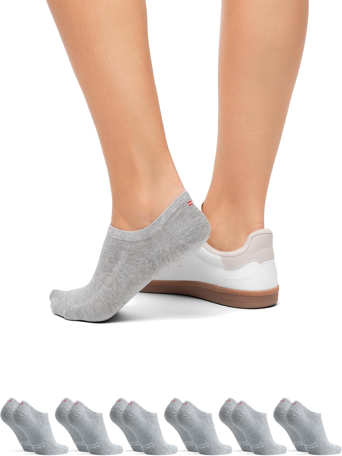 Thumbnail 6 de DANISH ENDURANCE Chaussettes Invisibles en Coton Respirant avec Talon en Silicone Antidérapant – Unisexe, Lot de 6