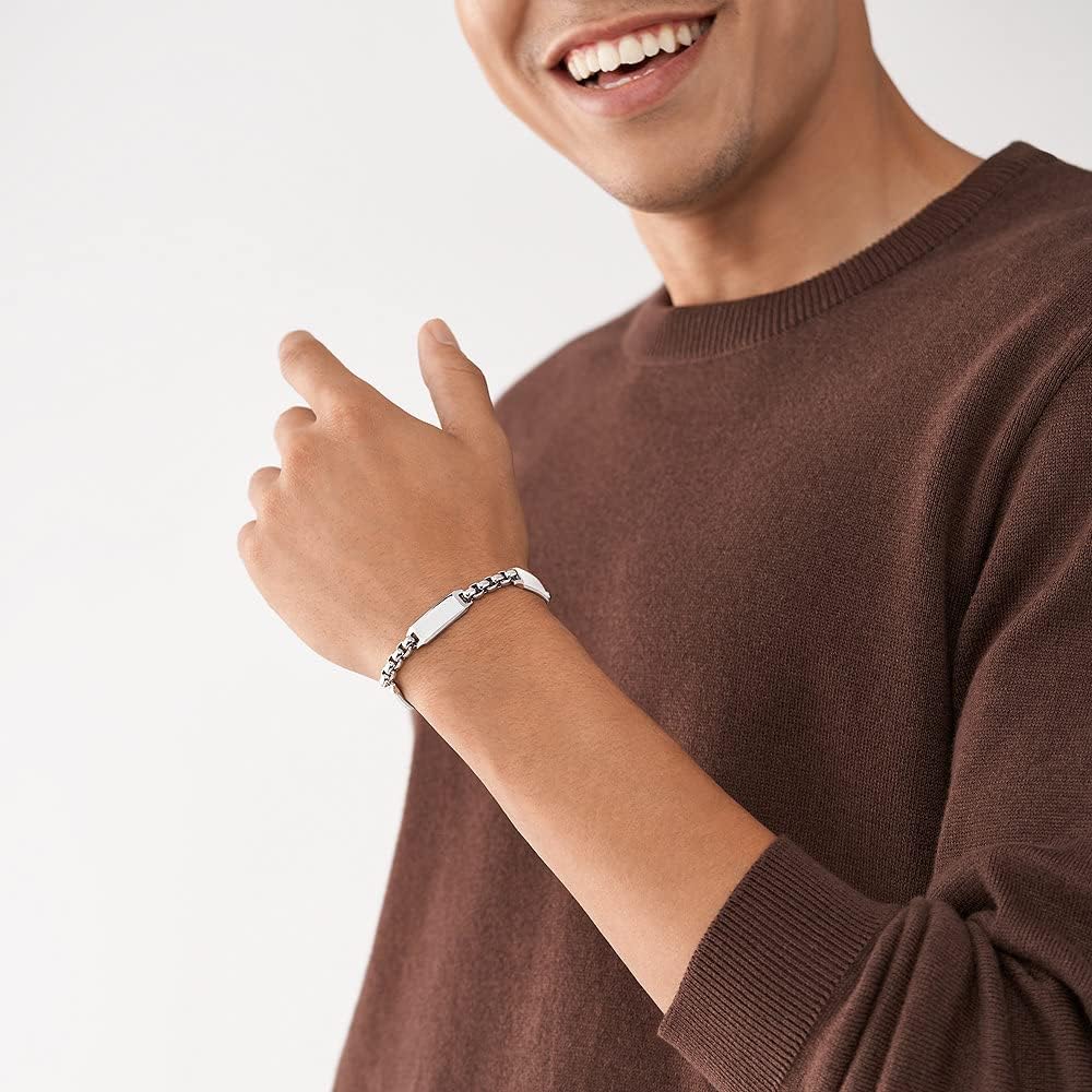 Detalle de Fossil Drew Bracelet pour homme en acier inoxydable — fermoir mousqueton, longueur 225 mm