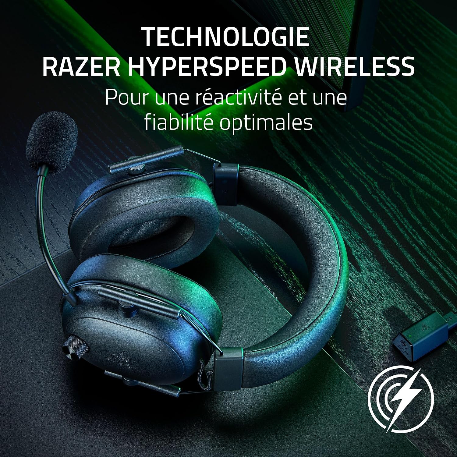 Detalle de Razer BlackShark V2 HyperSpeed sans fil PC (HyperClear, TriForce 50 mm, Bluetooth) – Noir