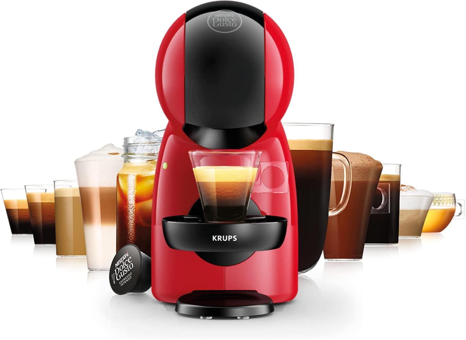 Detalle 2 de Nescafé Dolce Gusto Krups Piccolo XS Rouge KP1A3510 : machine à capsules compacte (15 bars) pour boissons froides ou chaudes