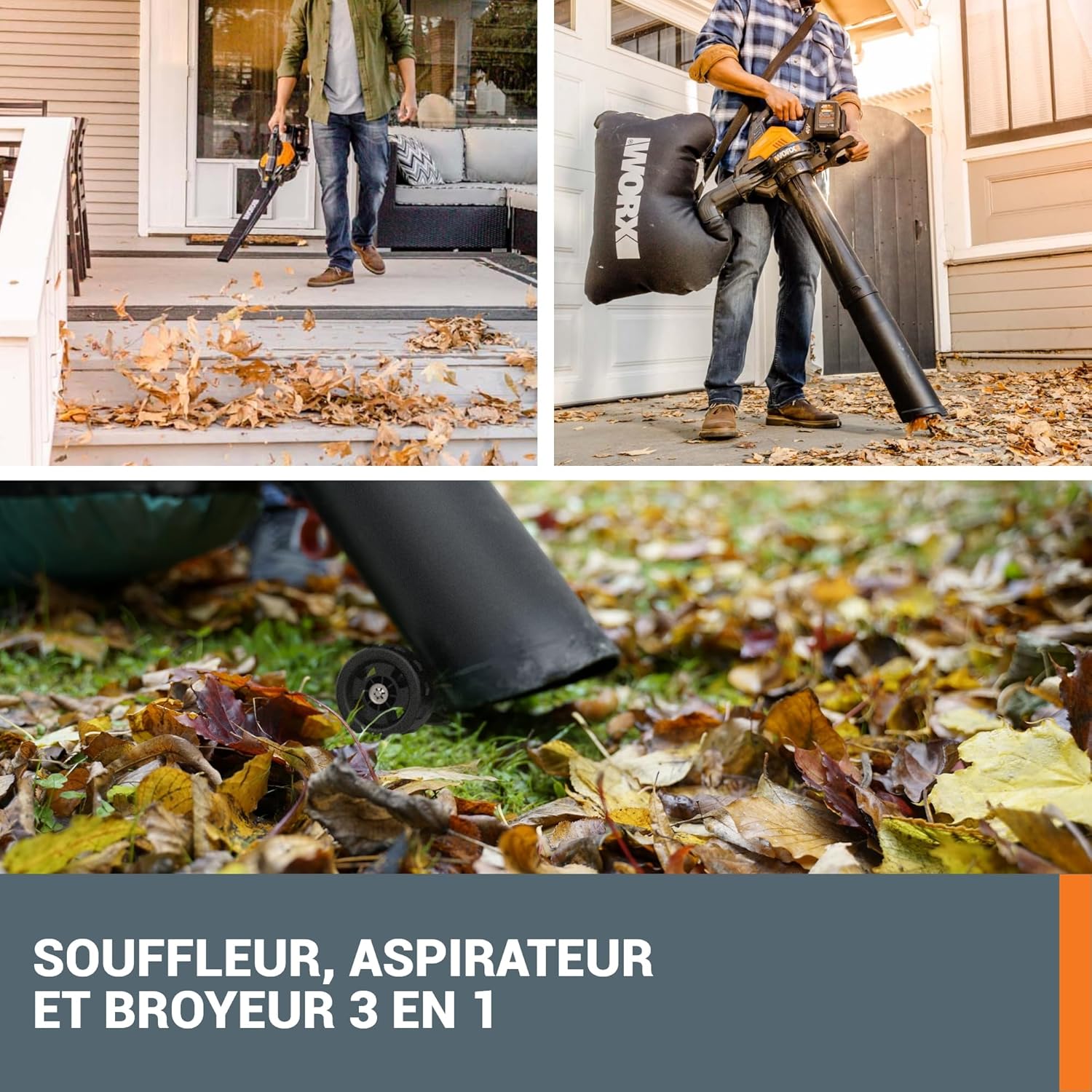 Detalle de WORX Aspirateur-Souffleur sans Fil Brushless 40V WG583E.9 — 2 en 1, livré sans batterie ni chargeur