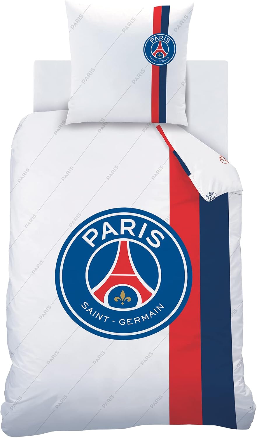 Detalle de PSG Retro White Parure de Lit CTI – Housse de Couette 140x200 cm + Taie 63x63 cm, 100% coton, réversible