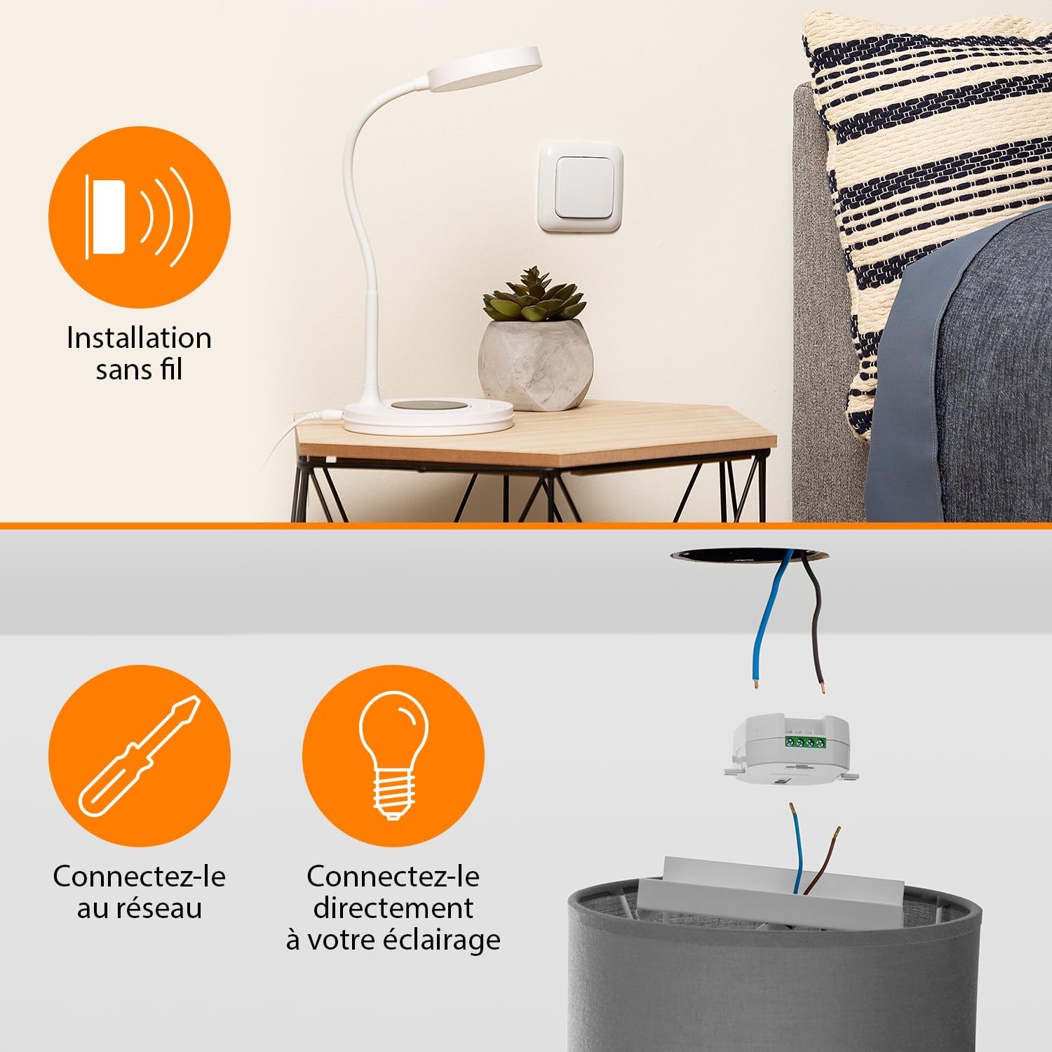 Detalle de Smartwares SH4-99567 Kit domotique Plug & Connect pour chambre : 3 interrupteurs sans fil + 1 module encastrable