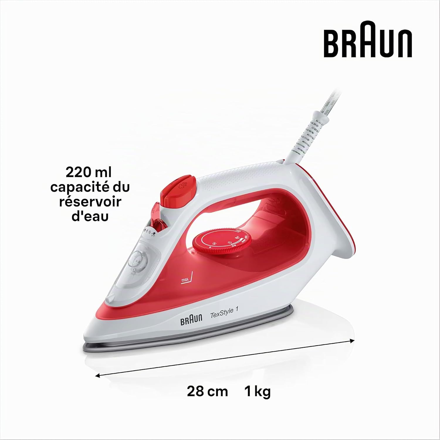 Detalle de Braun TexStyle 1 – Fer à Repasser Vapeur Puissant et Léger (1900 W) avec Semelle Antiadhésive
