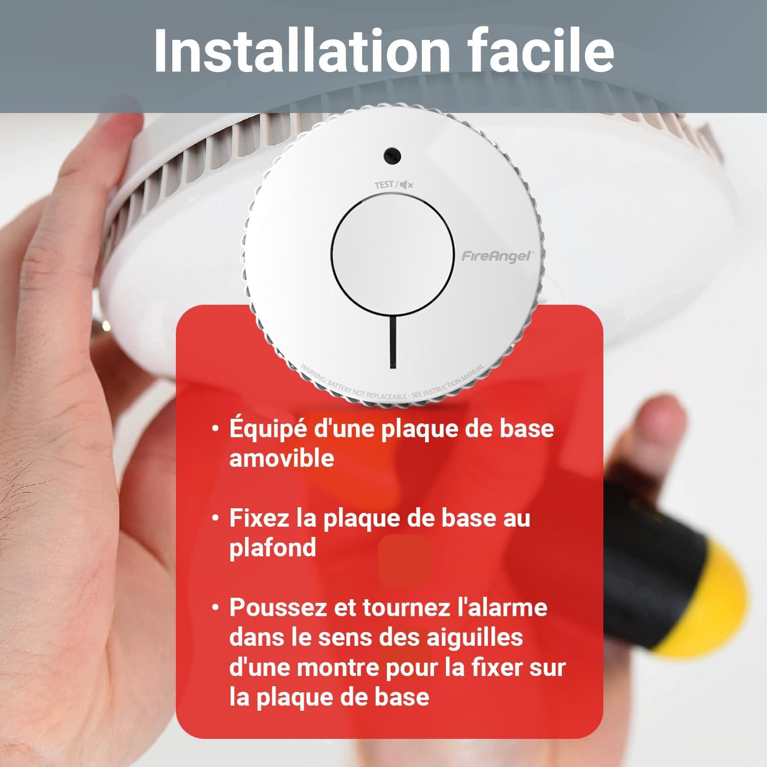 Detalle de Fire Angel Lot de 2 Détecteurs de fumée optiques NF certifiés – remplacement et détection précoce
