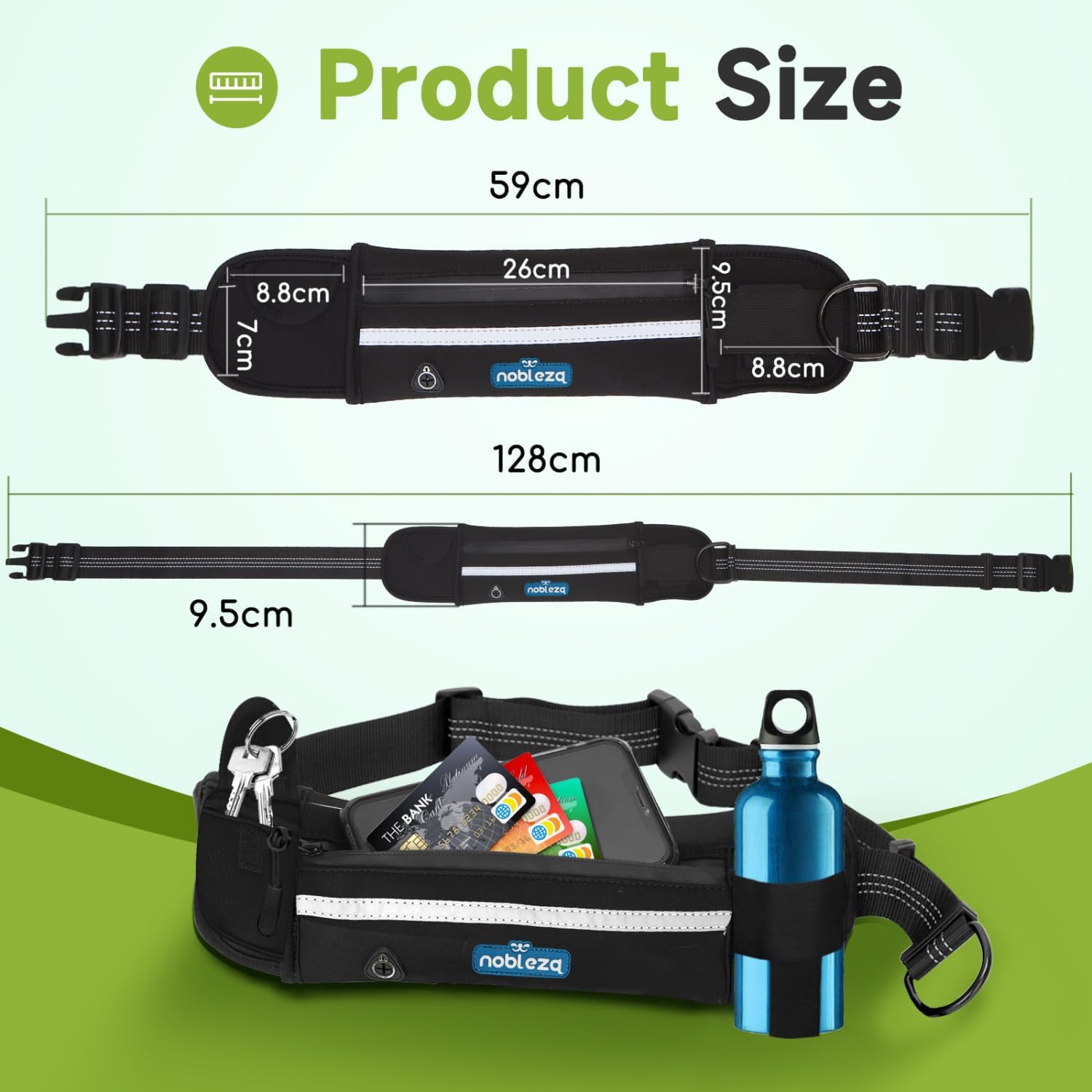 Detalle de Nobleza Laisse Mains Libres pour Chien – Ceinture de Formation et Laisse Multifonction, avec Absorption de Choc et Bande Réfléchissante