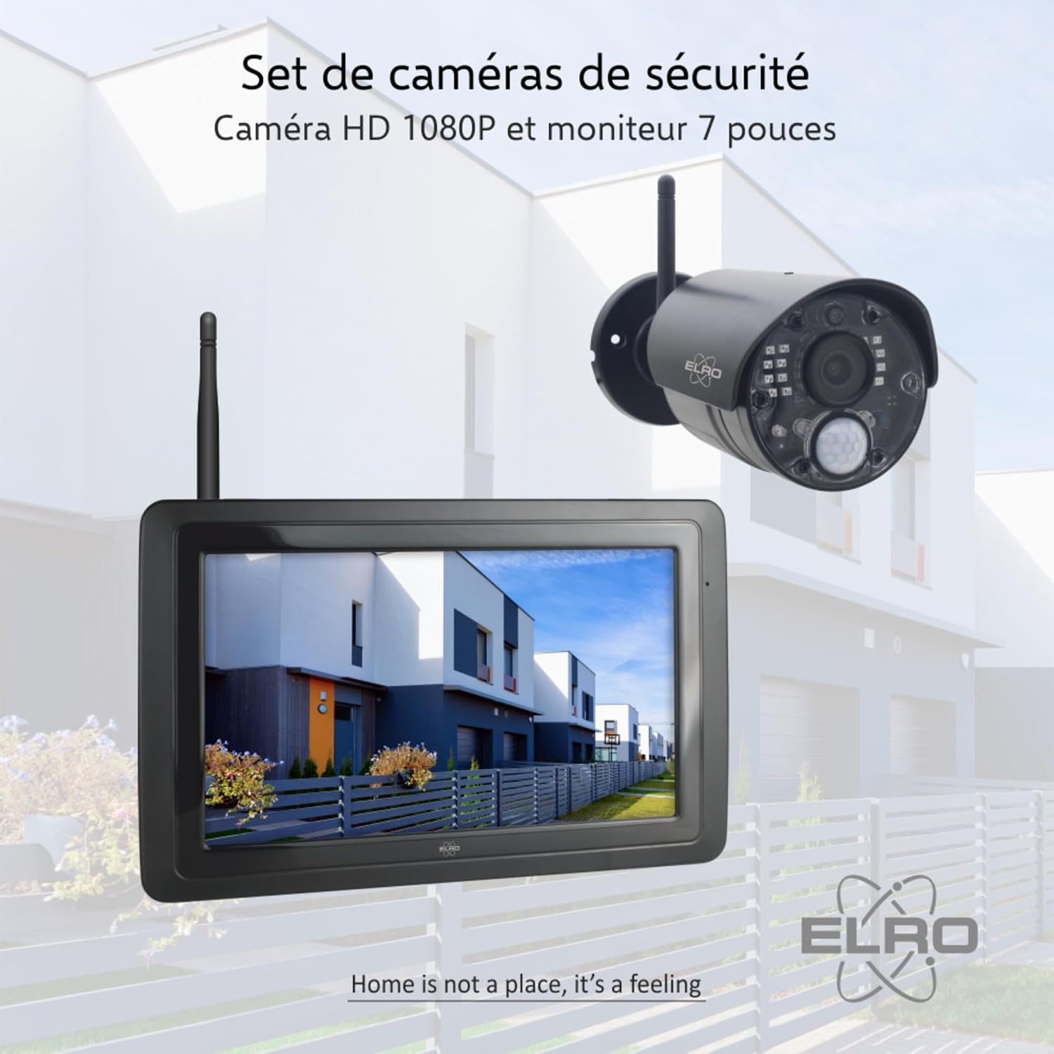 Detalle de ELRO CZ40RIPS Kit de caméra de Surveillance sans Fil Full HD 1080p avec écran 7" et Application