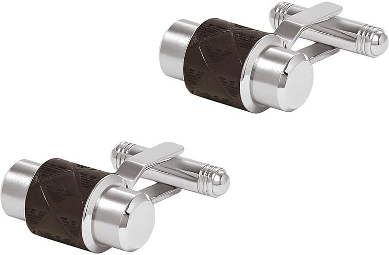 Detalle de Emporio Armani Boutons de manchette en acier inoxydable bicolore pour hommes