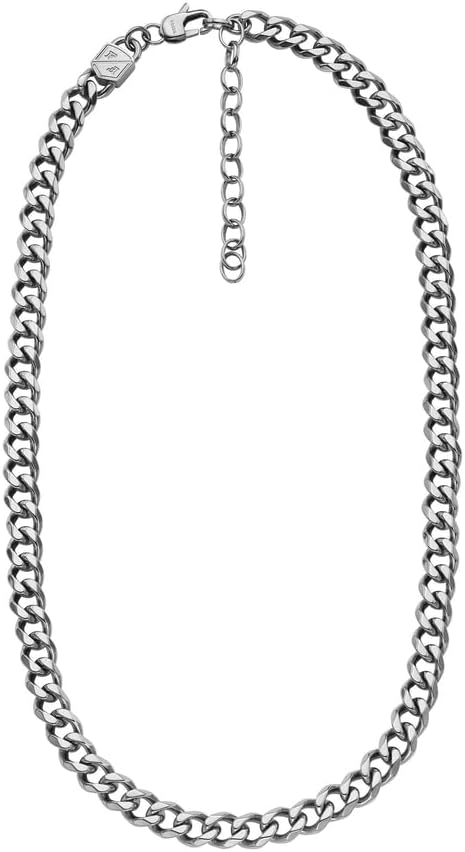 Detalle de Fossil Collier en acier inoxydable doré avec fermoir à mosqueton – modèle masculin