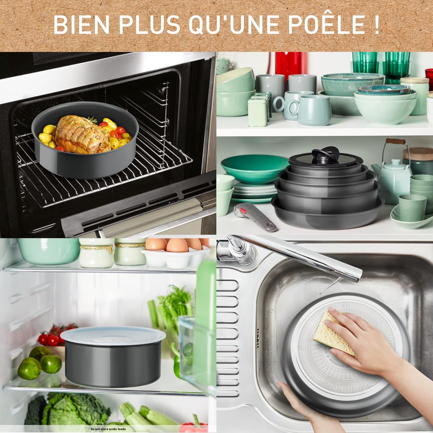 Detalle de Tefal Ingenio Renew Poêle 28 cm – induction, revêtement céramique Inoceram, recyclée, Thermo-Signal