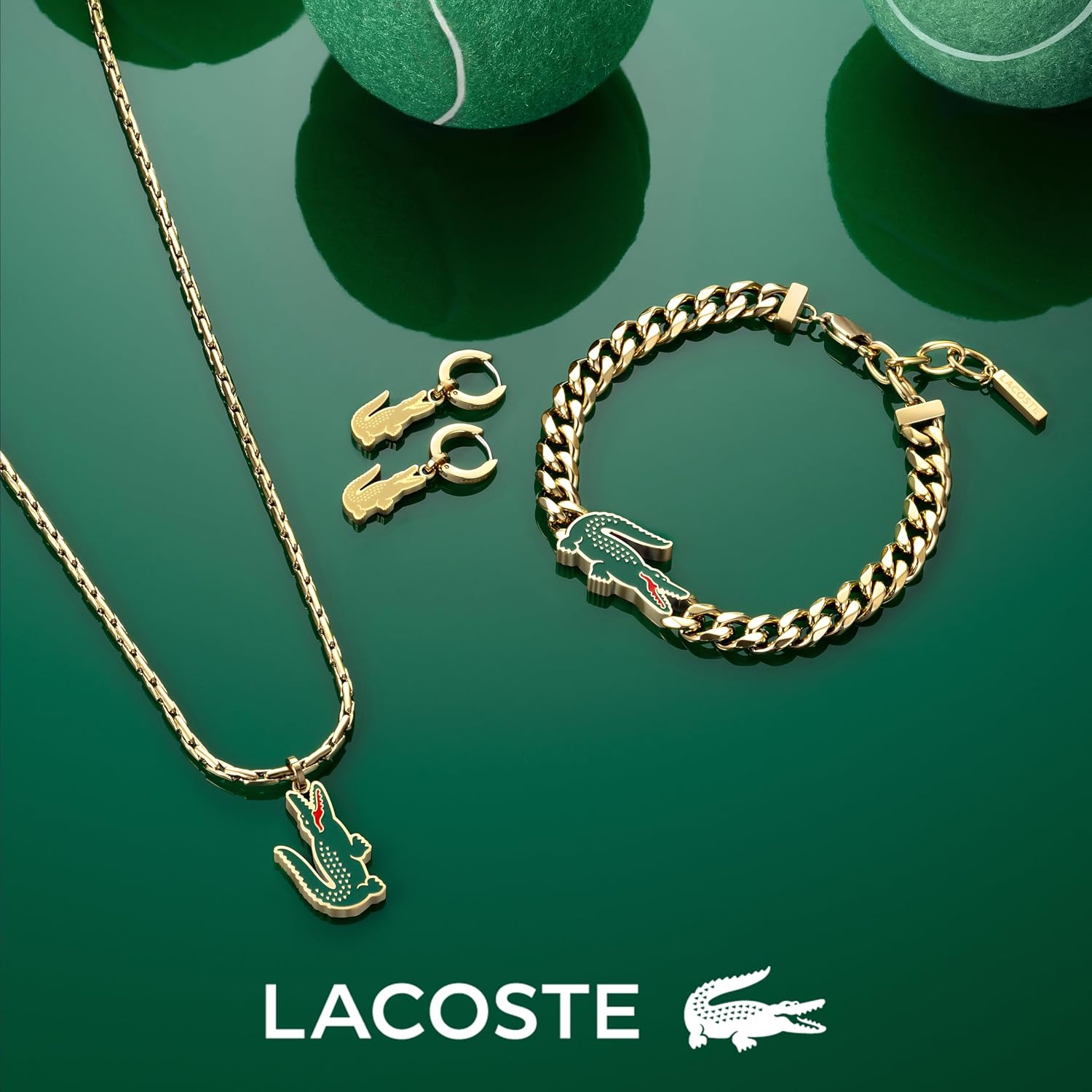 Detalle de Lacoste Collier Pendentif Homme en acier inoxydable – finition argent ou doré (Collection ARTHOR)