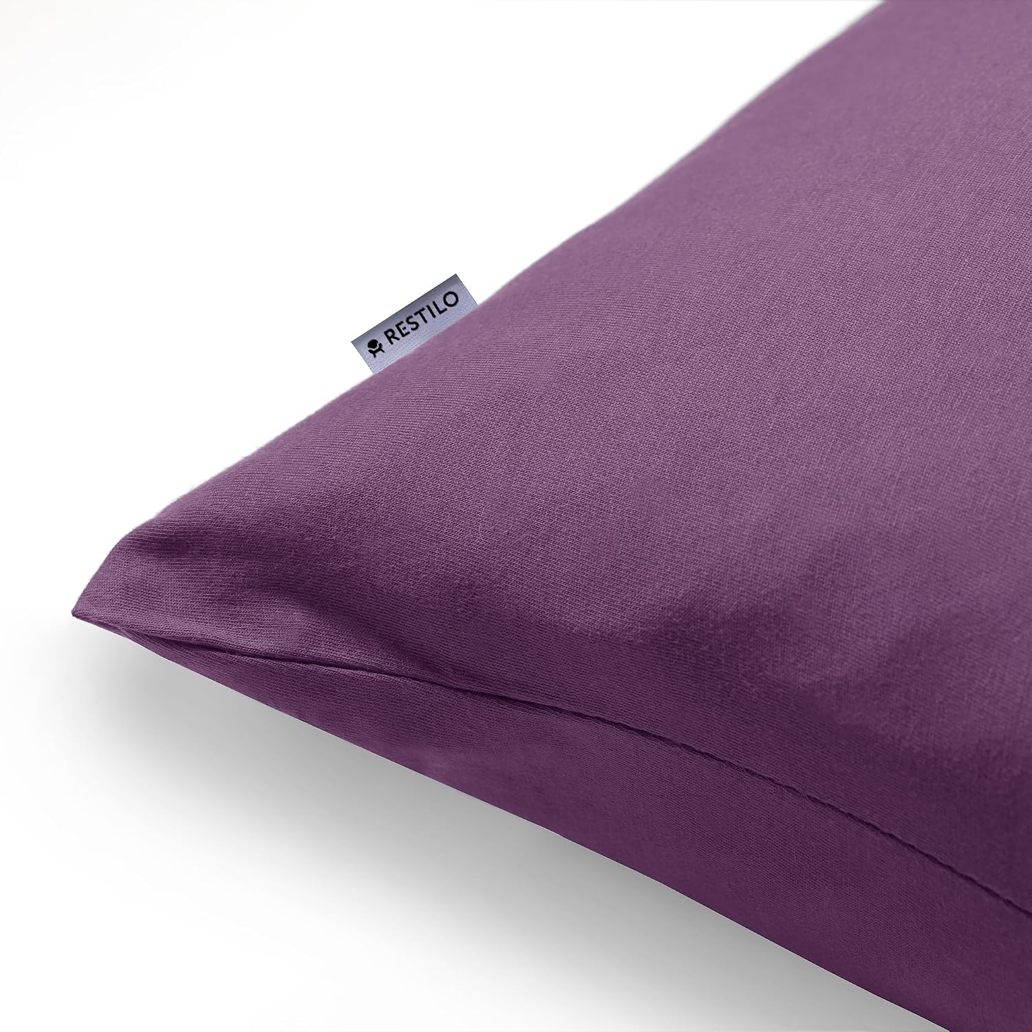 Detalle 2 de DecoKing Lot de 2 Taies d'oreiller 50 x 60 cm – Jersey coton peigné, fermeture éclair, couleur Prune Amber