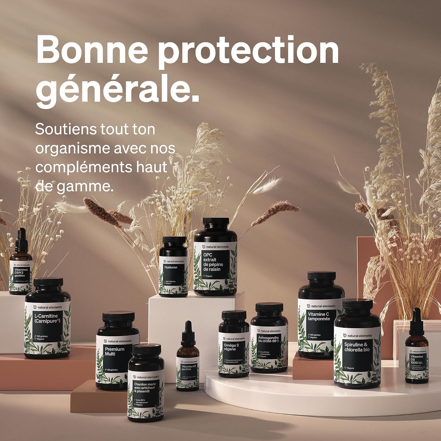 Detalle de Natural Elements Huile MCT (acide caprylique C8) 500 ml – goût et odeur neutres, végane