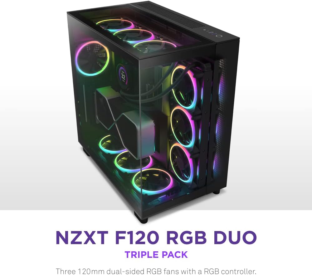 Detalle 2 de NZXT F120 RGB Duo (RF-D12TF-B1) — pack de 3 ventilateurs double LED de 120 mm avec contrôleur