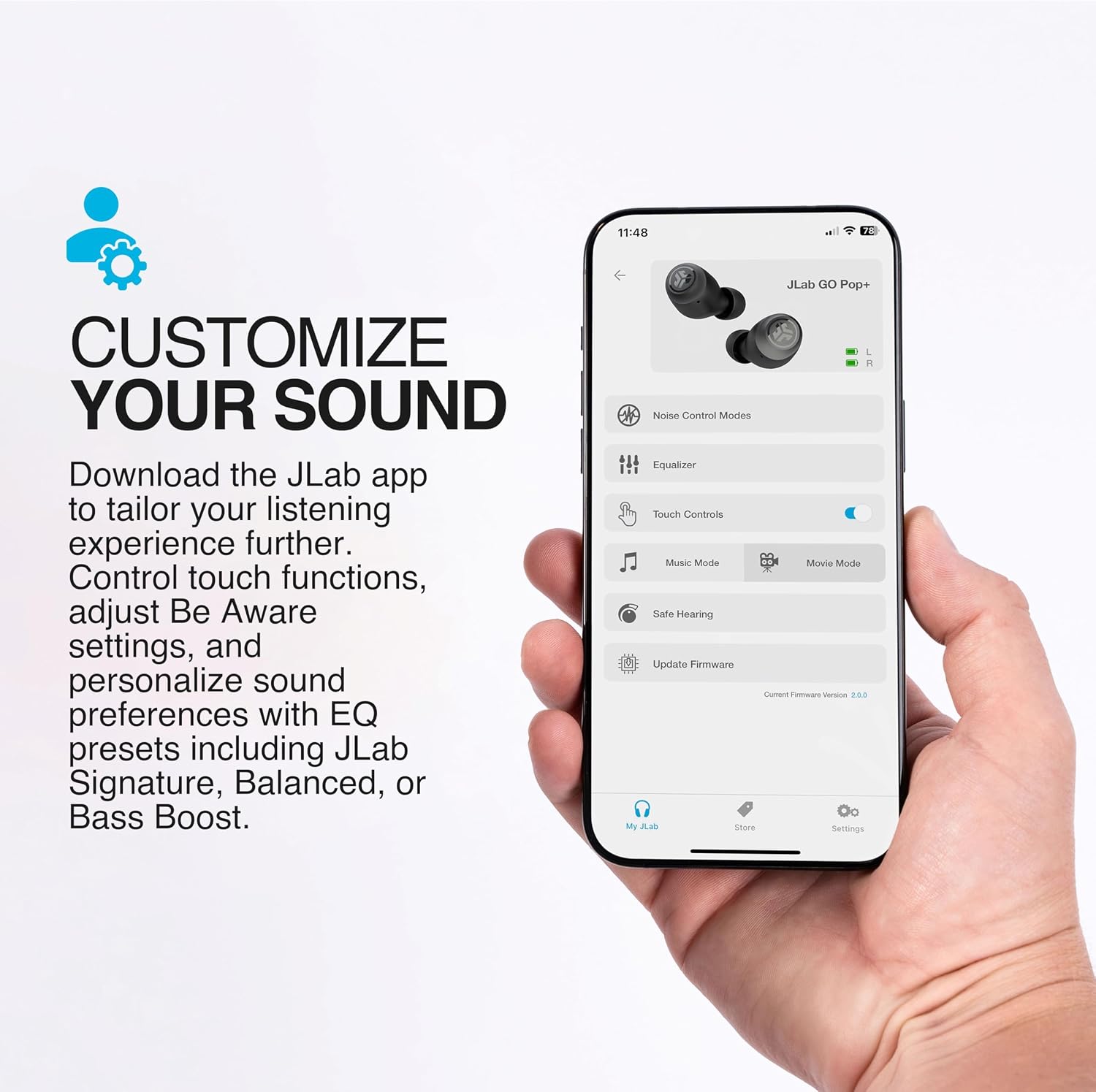 Detalle de JLab Go Air Pop+ Tones écouteurs Bluetooth, jusqu’à 35 h d’autonomie