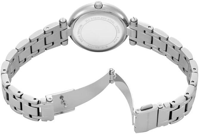 Detalle de Michael Kors Montre Laney pour Femme en acier inoxydable — mouvement à quartz 3 aiguilles, cadran gris