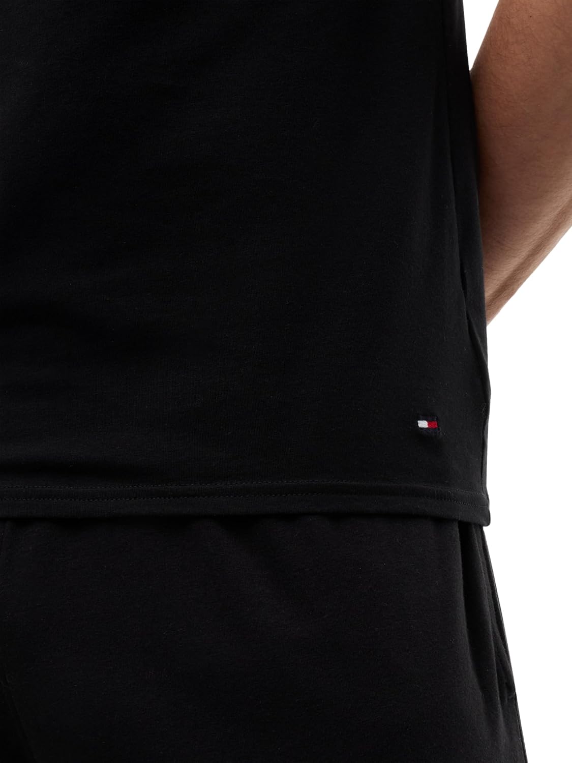 Detalle de Tommy Hilfiger 2S87903767 T-Shirt Uni Col V - Manches Courtes - Lot de 3 - Homme