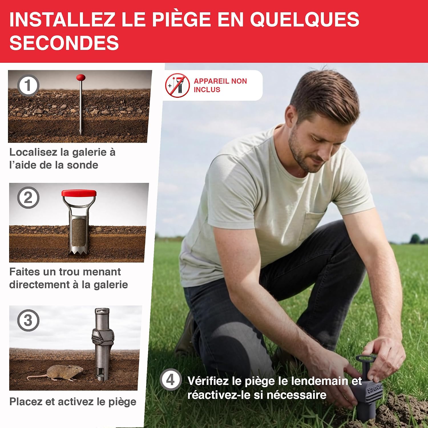 Detalle de SWISSINNO Piège à campagnols Pro SuperCat – Piège efficace pour rats des champs et campagnols (2 pièces)
