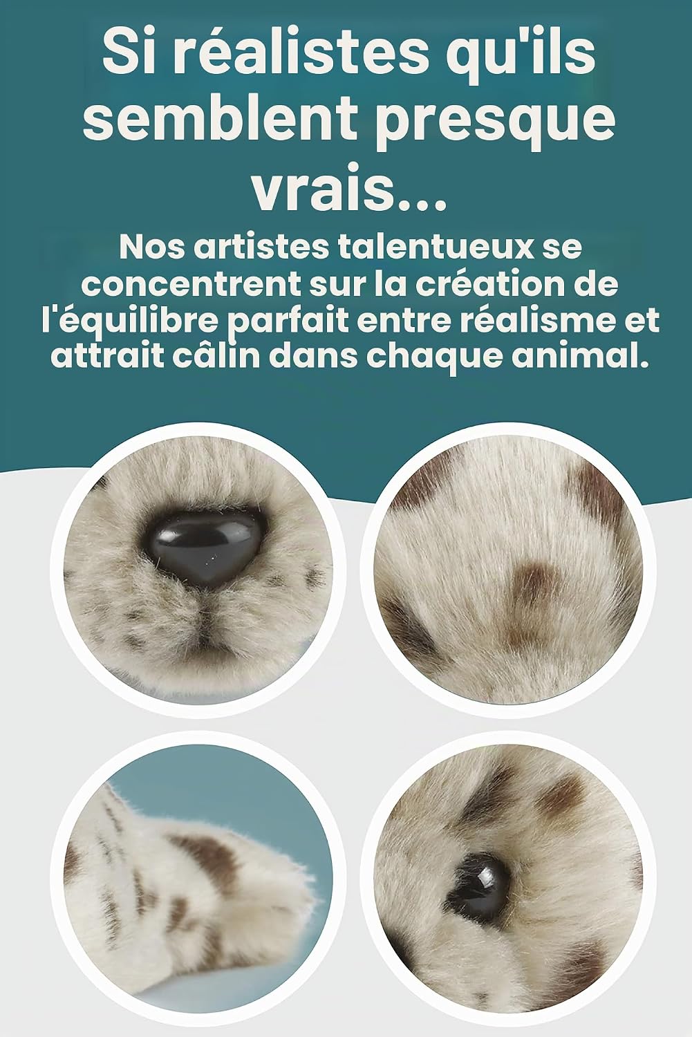 Detalle de Keycraft Living Nature – Peluche Phoque Commun bébé en peluche doux, 22 cm