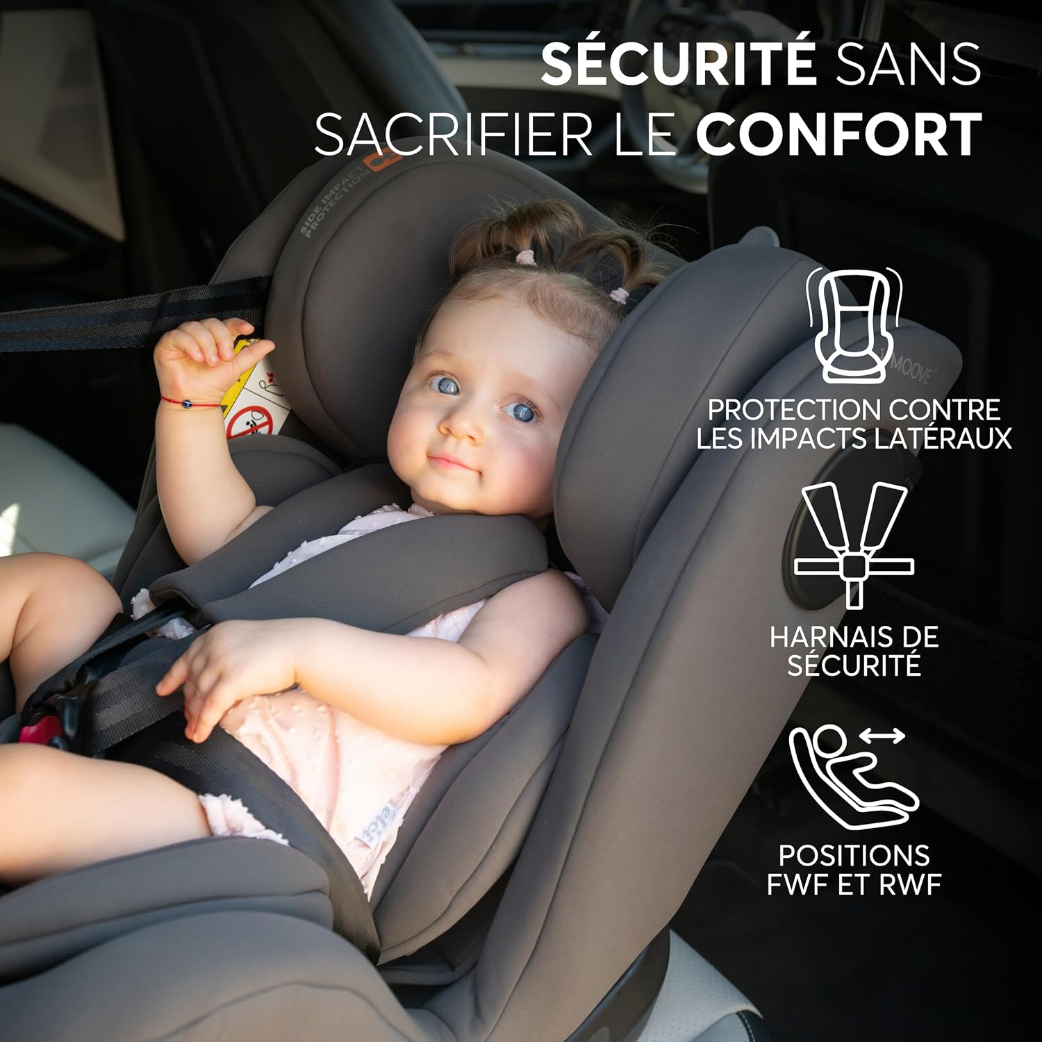 Detalle de KikkaBoo Siège Auto i-MOOVE 2 : rotation 360°, ISOFIX et i-Size pour 0 à 36 kg