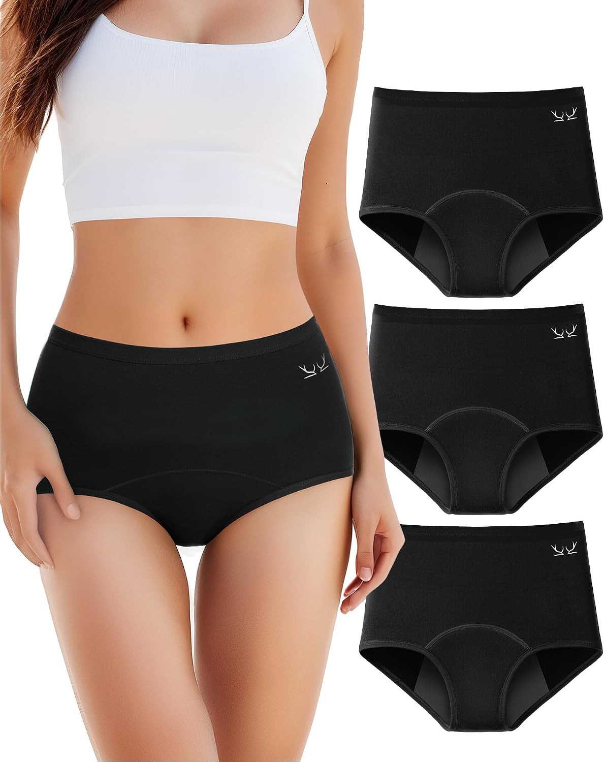 Detalle de TANSTC Culotte menstruelle coton Flux très abondant – Lot 3 taille haute