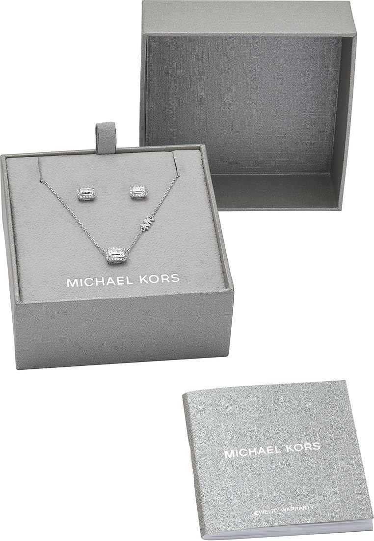 Detalle de Michael Kors parure femme en pierres semi-précieuses (collier + boucles d’oreilles) couleur argent
