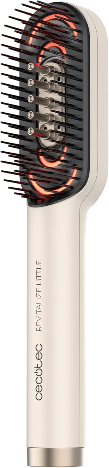 Detalle de Cecotec HairCare Revitalize Little : brosse réparatrice aux 4 lumières LED, applicateur de sérum et massage vibratoire