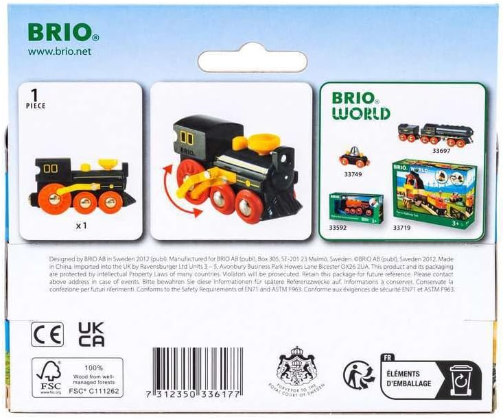 Detalle de Brio World 33617 Grande Locomotive à vapeur – circuit bois, sans pile, thème Far West