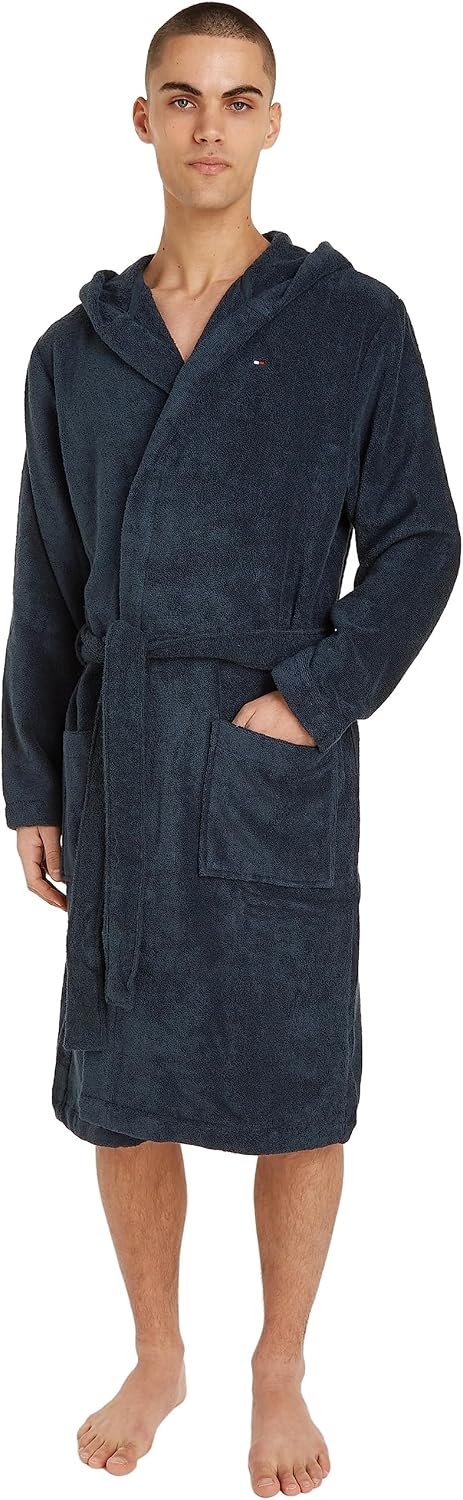 Detalle de Tommy Hilfiger Peignoir de Bain Homme Col Tissu Éponge — douceur et élégance intemporelle