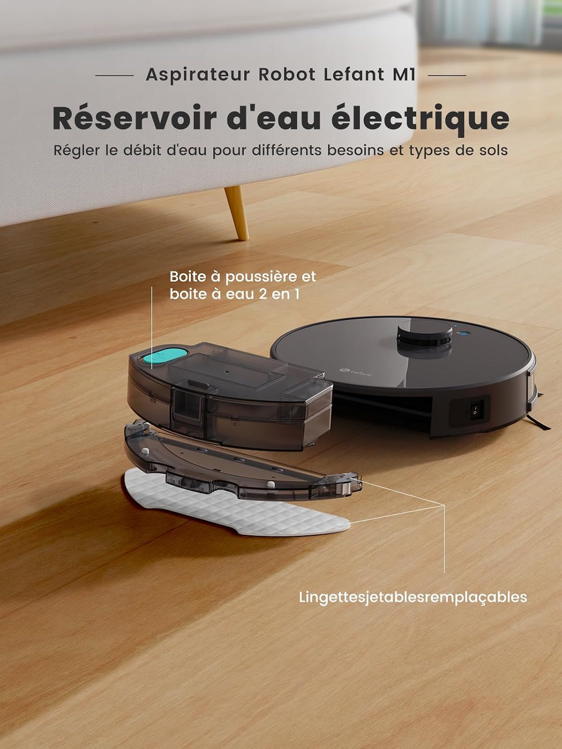 Detalle 2 de Lefant Robot Aspirateur 2 en 1, 5500Pa