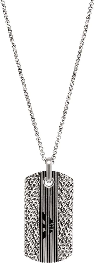 Detalle de Emporio Armani Collier pour homme en perles avec fermoir mousqueton, acier inoxydable