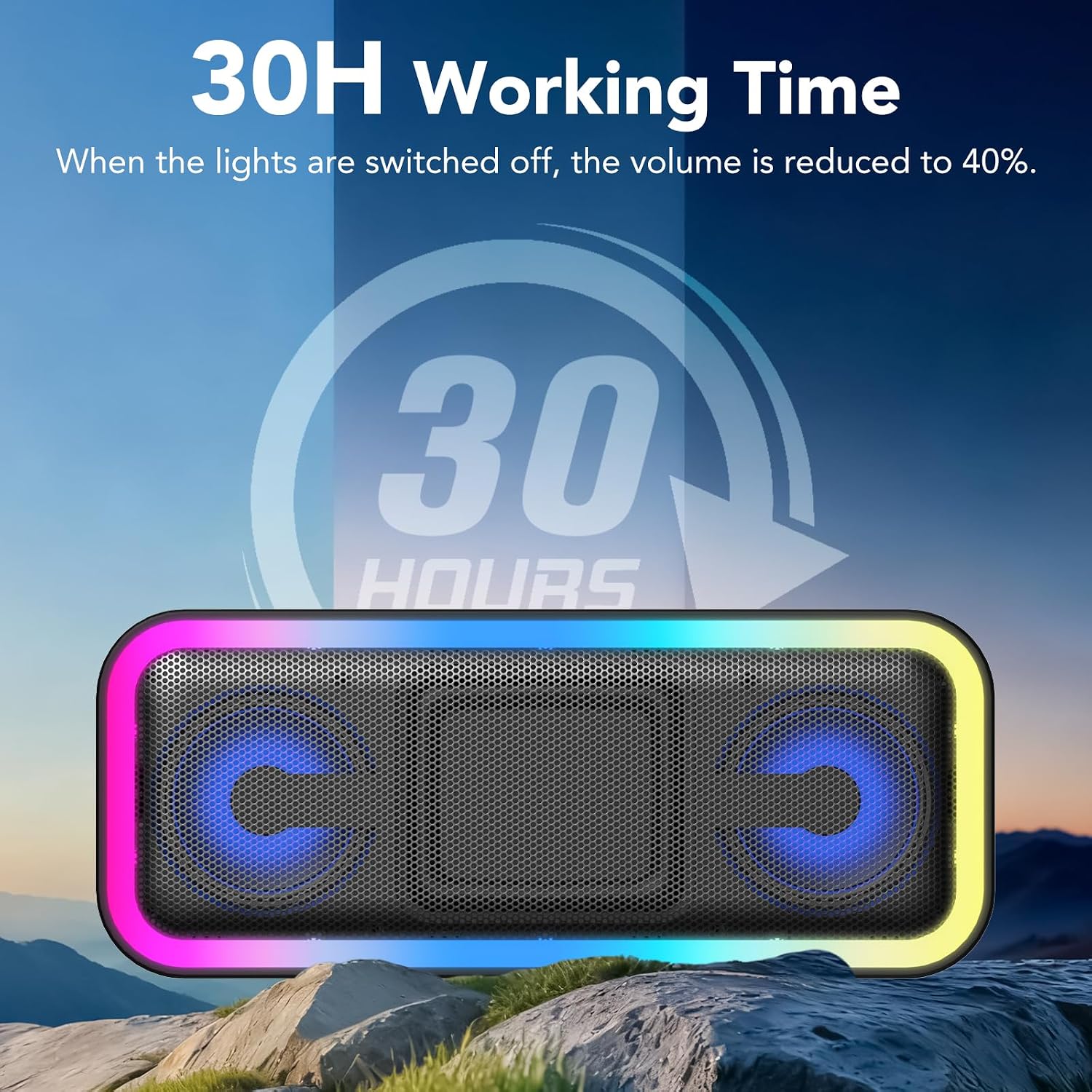 Detalle de Enceinte Bluetooth Portable IKT 40W IPX7, DSP, TWS et autonomie 30 h