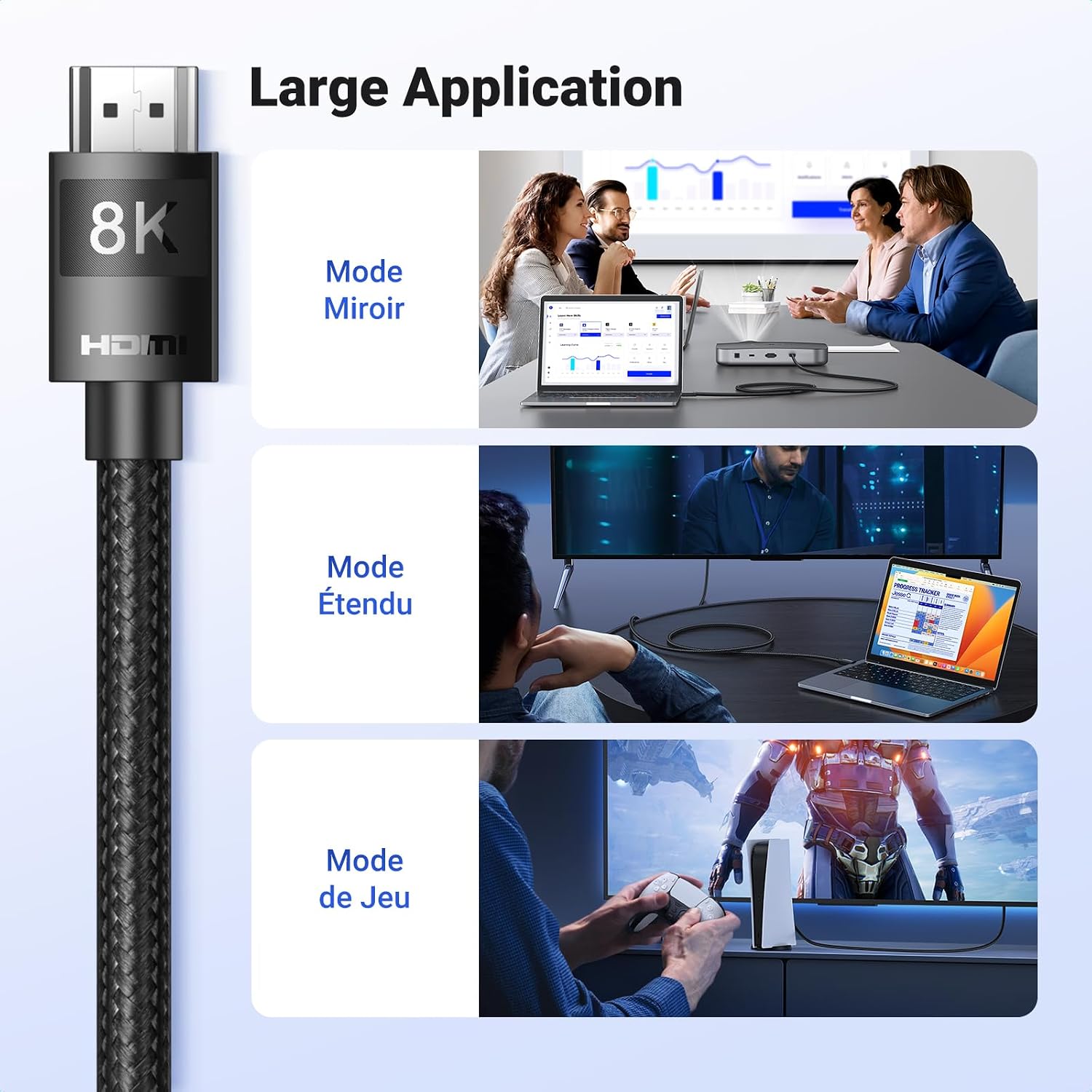 Thumbnail 6 de UGREEN HDMI 2.1 câble 1M 48Gbps pour TV